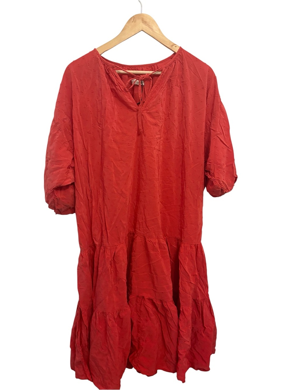 Zara Red V-Neck Tiered Short Dress
